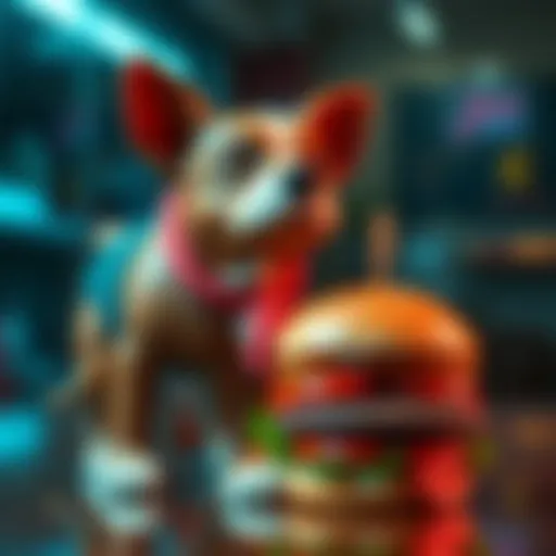 A creative model inspired by various real-life designs featuring a dog and a hamburger.