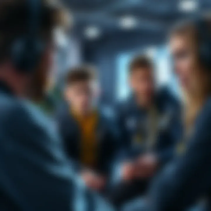 A new player looks concerned while engaging with experienced teammates about the team's current state in a discussion circle