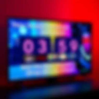 A television screen displaying a countdown timer with various episode titles listed, symbolizing the anticipation of upcoming episodes for a new season.