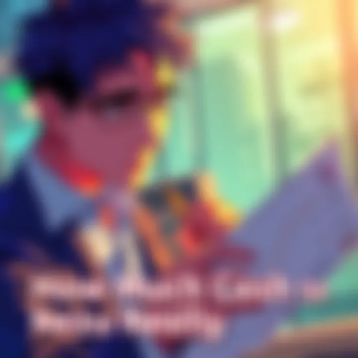 A character named Nezu looking over financial documents with a concerned expression, highlighting his financial situation