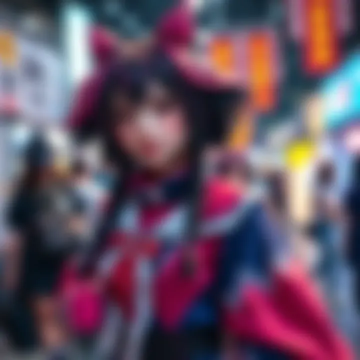 A person dressed as Nezuko, showcasing vibrant costume details and character elements at a local event.