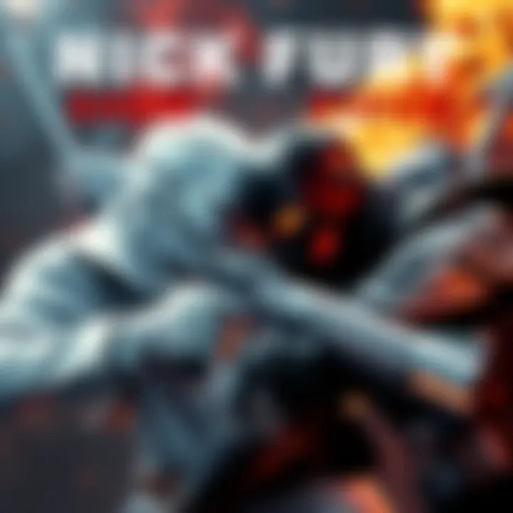 White Nick Fury from Marvel comics faces off against Black Nick Fury from the MCU in a dramatic battle scene.