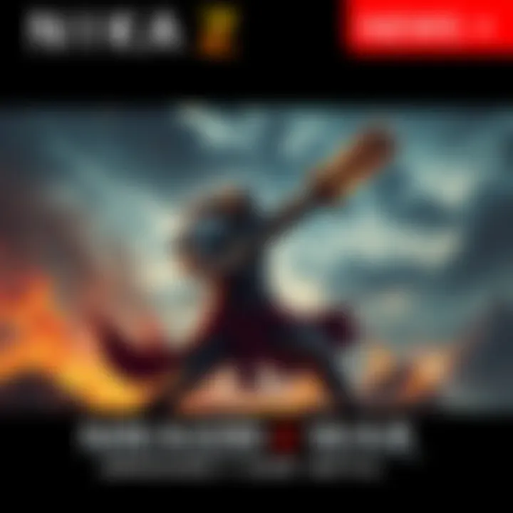 An intense scene of Nika wielding a giant sword in a fierce battle against the God of War amidst a dramatic backdrop of Elbaf