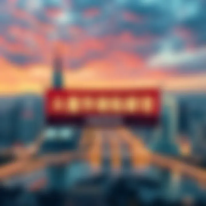 Ningbo city skyline with a banner announcing its return to the stand ability trust