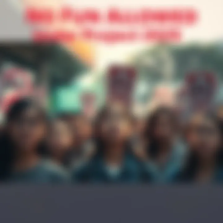 A group of people look disappointed while surrounded by signs banning recreational activities, showcasing the impact of Project 2025.