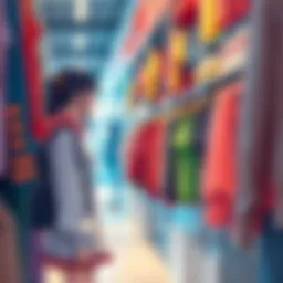 Nobara and Postshinjuku explore a clothing store, looking at colorful clothes.