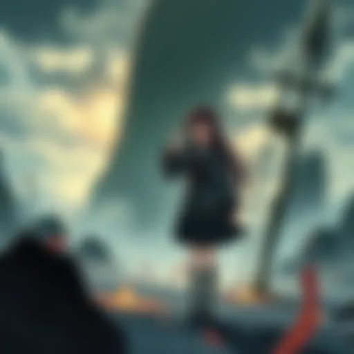 Nobara stands with a grateful expression, reaching out to Yuji who appears solemn, surrounded by an eerie cursed landscape.