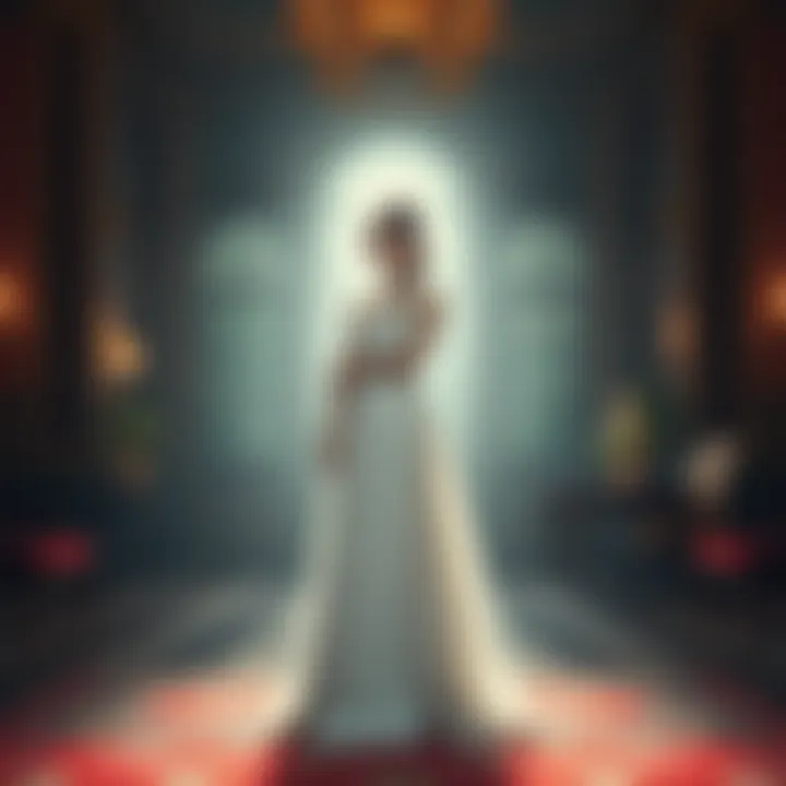 A former assassin now living as a noble girl, dressed in a beautiful gown, standing confidently in a grand room filled with opulence, reflecting her new life and challenges ahead.