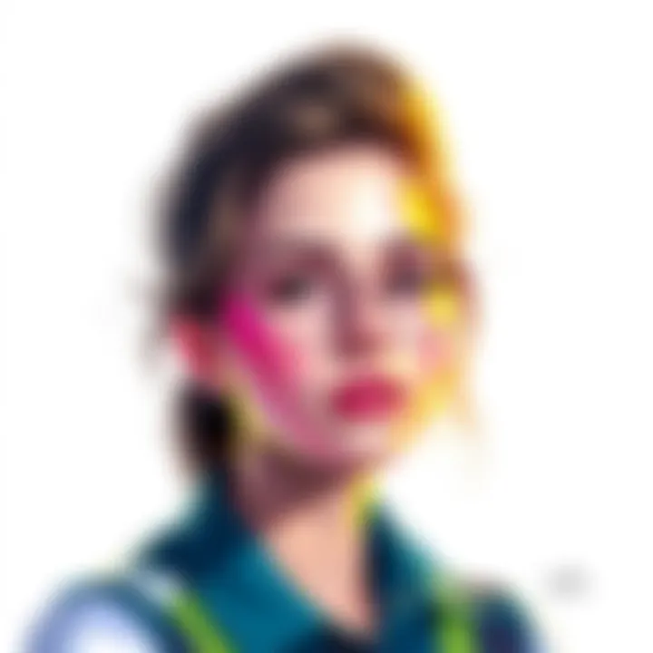 Colorful drawing of Noelle with vibrant details and a simple background