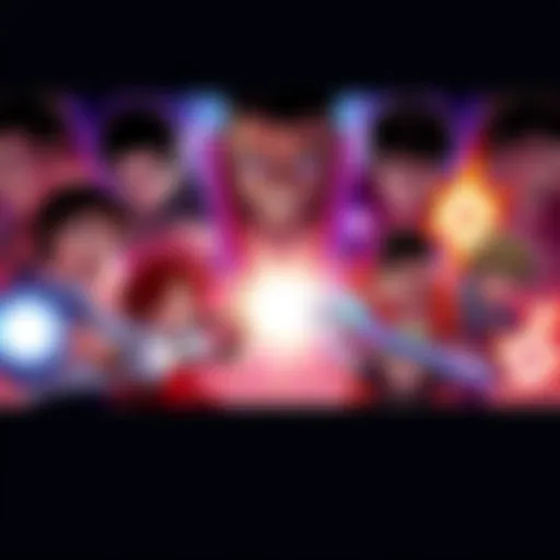 Various non-Baki characters in a showdown against Yujiro, showcasing their unique abilities and strengths, ready for battle.