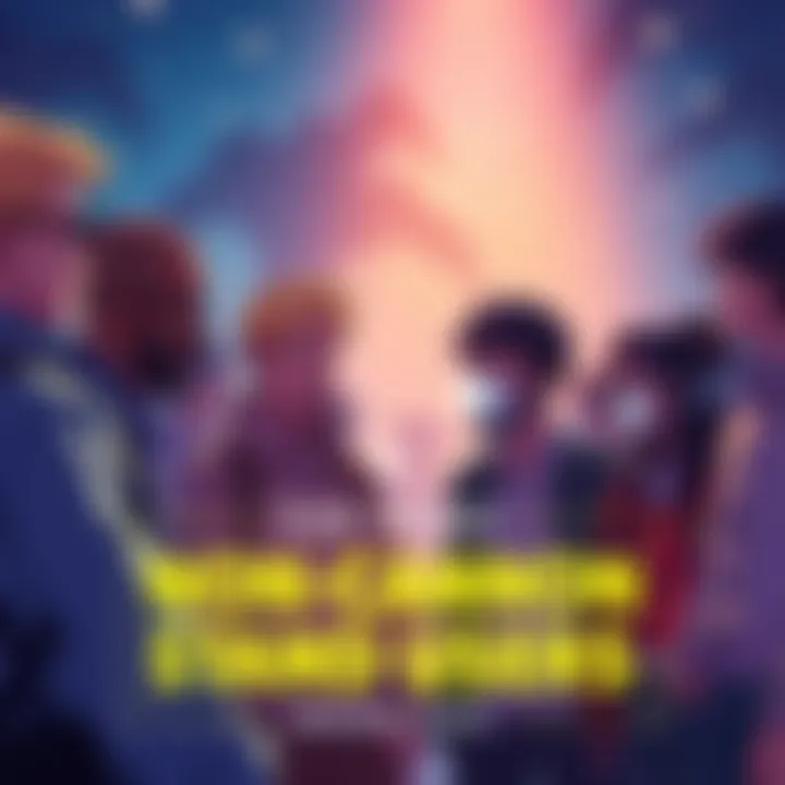 A group of fans chatting animatedly about their favorite non-canon stand users from various series.