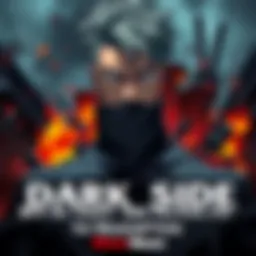 Obito stands with a serious expression, his eyes showing inner turmoil and conflict. The background hints at a chaotic scene, representing his troubled past and choices.