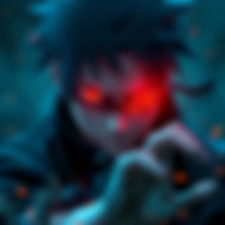 Obito Awakens Mangekyo Sharingan Obito with a dark expression and glowing eyes as he awakens his Mangekyo Sharingan after Rin's death, surrounded by a tense atmosphere.