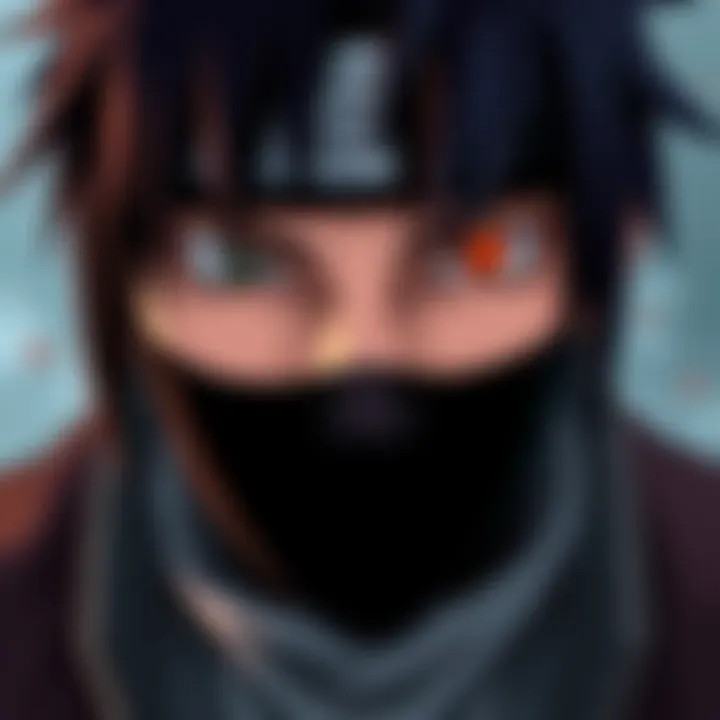 Obito Uchiha shows his face without the Tobi mask, revealing his serious expression and unique eye design.