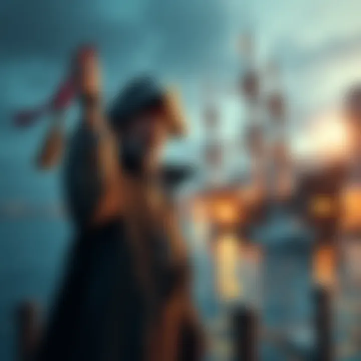 Oda Sensei Launches Pirate Era Oda Sensei stands proudly at the harbor, with a pirate ship in the background, inspiring fans for The Great Pirate Era