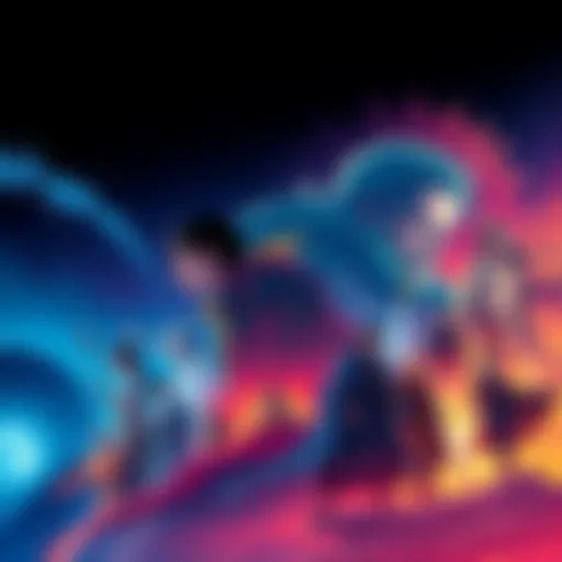 A colorful illustration showing Oda evolving from the East Blue arc to the present, featuring iconic characters and scenes from the series.