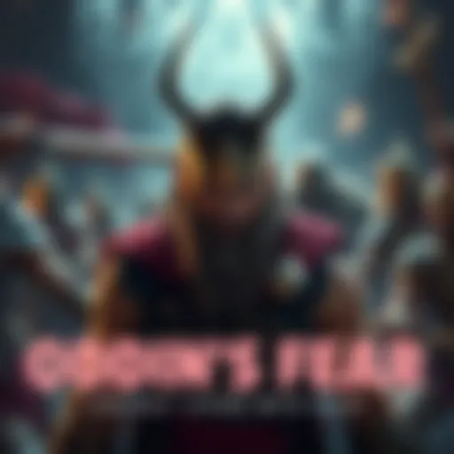 Odin stands nervously behind Zeus, looking worried as fierce fighters surround them