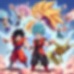 An illustration showing the OG animator's character designs and animations that influenced Dokkan before SSJ4 Gogeta, featuring vibrant colors and dynamic poses.
