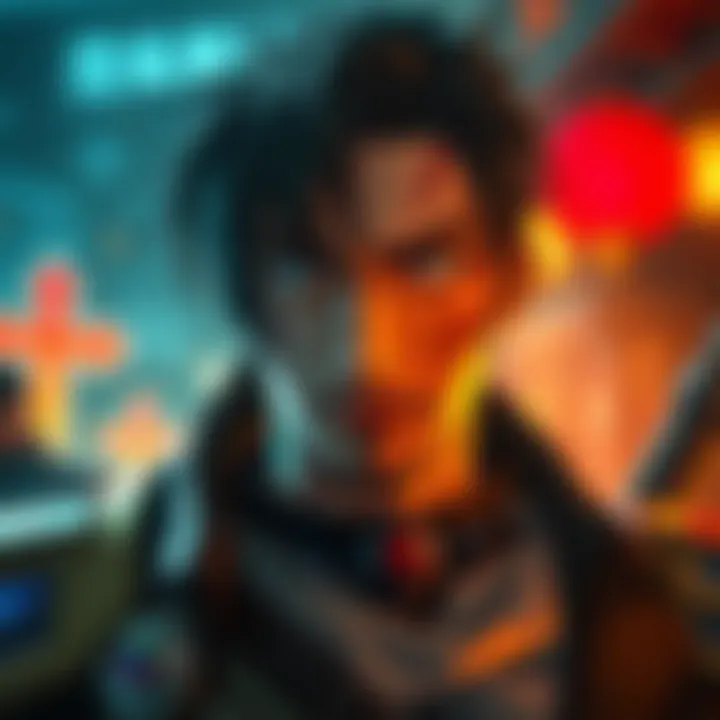 Character Ogata with facial scars in a gaming scene, showing his serious expression.