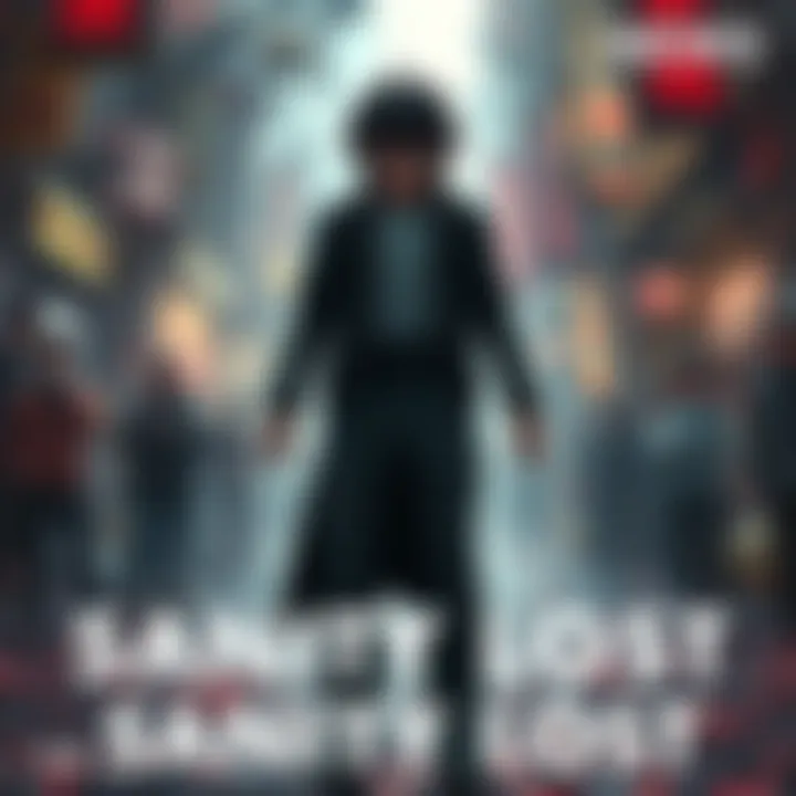 Ohma stands dramatically in a chaotic scene, reflecting the turmoil of Sanity Lost, with shocked onlookers in the background.