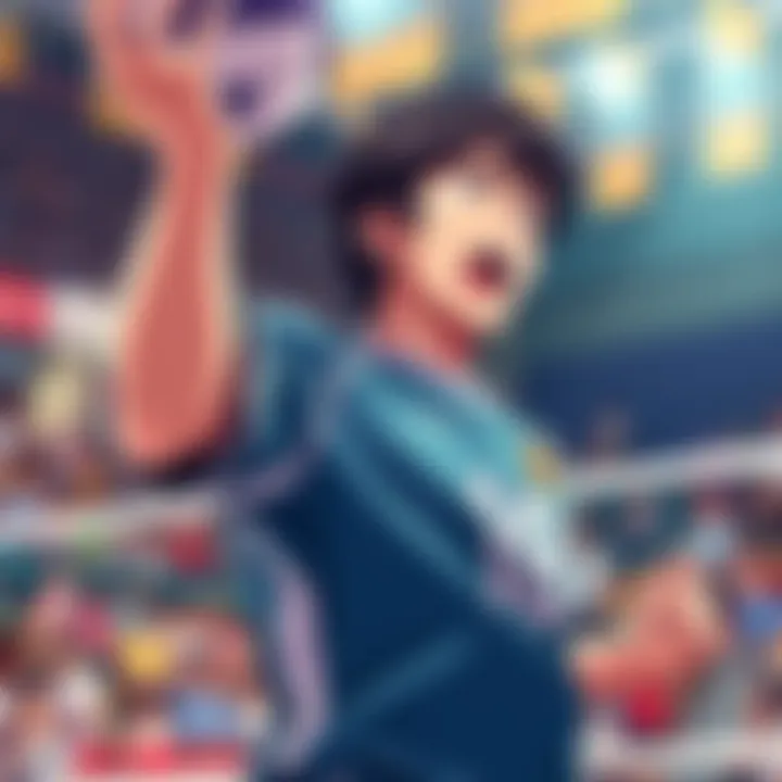 Oikawa passionately playing volleyball, showcasing his determination and struggle during the game