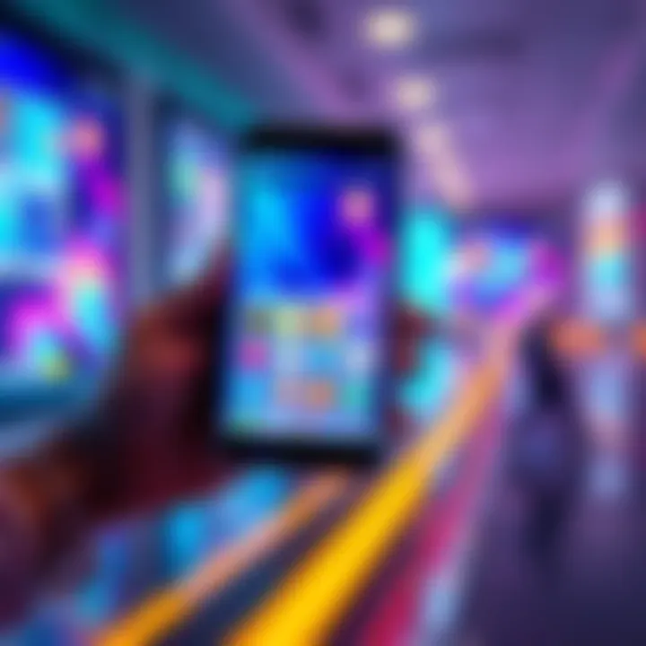 A smartphone screen displaying the new features of the Okarun app with vibrant icons and user interface elements.