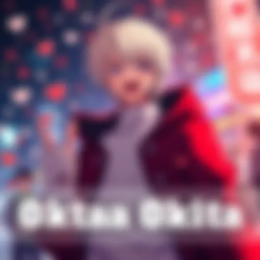 Fans showing admiration for Okita, a character from Gintama, surrounded by heart illustrations and excitement.