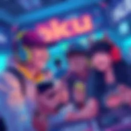 A vibrant illustration of casual and competitive gamers enjoying the Okuu Gaming platform together.