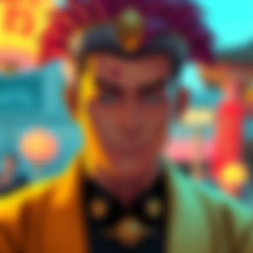 A vibrant color palette symbolizing Okuyasu's personality traits with bold hues.