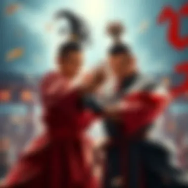 Okuyasu and Gojo Battle Scene An intense face-off between Okuyasu and Gojo, showcasing their unique abilities and fighting styles in an epic showdown.