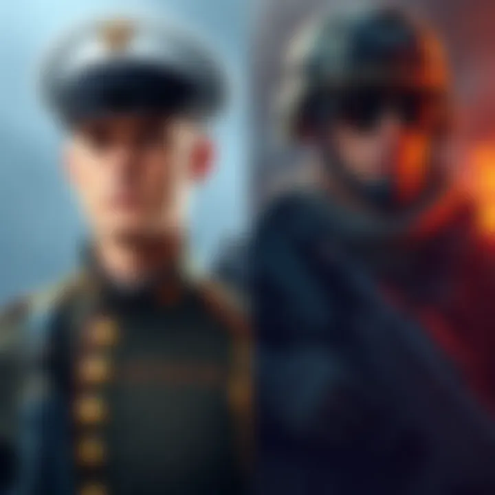 Illustration showing an old generation marine in traditional uniform and a modern marine in current gear, highlighting the differences in their appearance and equipment.