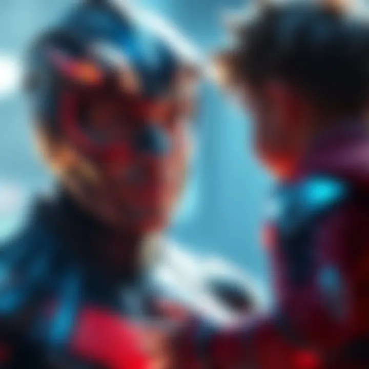 Omni-Man showing a surprised expression while interacting with a small, friendly character