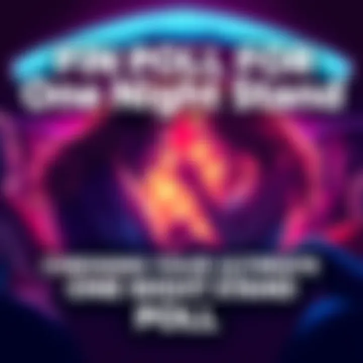 A colorful graphic inviting participation in a poll about favorite fictional characters for a one night stand