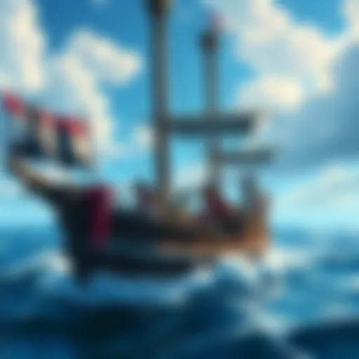 The Straw Hat Pirates sailing on their ship with a vibrant ocean background, showcasing excitement and adventure.