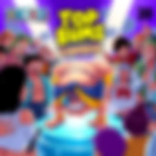 A colorful illustration showing the winning character from the One Piece Bums Round 6 contest, surrounded by community reactions and comments, highlighting excitement and engagement.