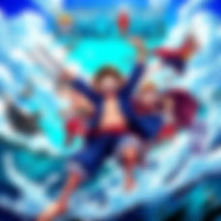 Cover illustration of One Piece Chapter 1177 showing main characters in action on a vibrant ocean backdrop