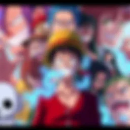 Collage of main One Piece characters showing their unique traits and expressions, highlighting both humorous and serious moments from the anime.