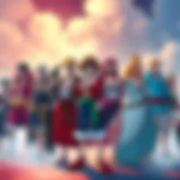 One Piece Characters A colorful group of One Piece characters standing together, showcasing their unique styles and expressions