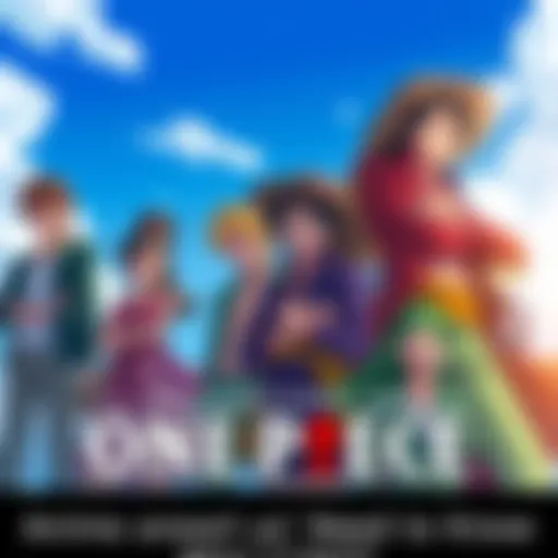 A group of One Piece characters preparing for an adventure on the sea, showcasing their unique styles and expressions, setting the scene for the story's excitement.