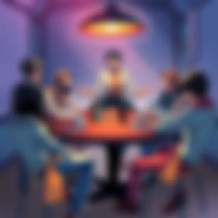 People discussing One Piece's narrative challenges and editorial needs around a table