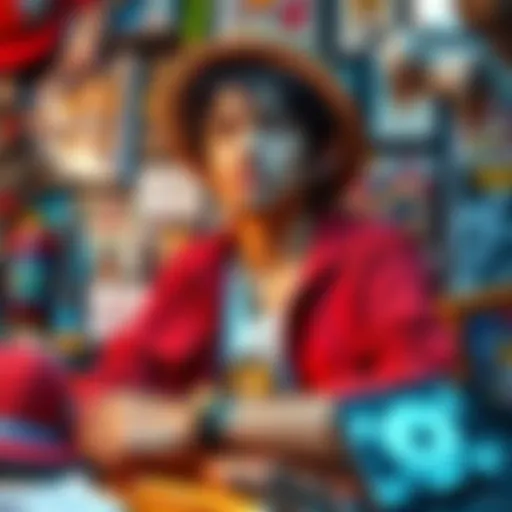 A person dressed as Luffy from One Piece, surrounded by memorabilia from the series, showcasing their passion for the anime.