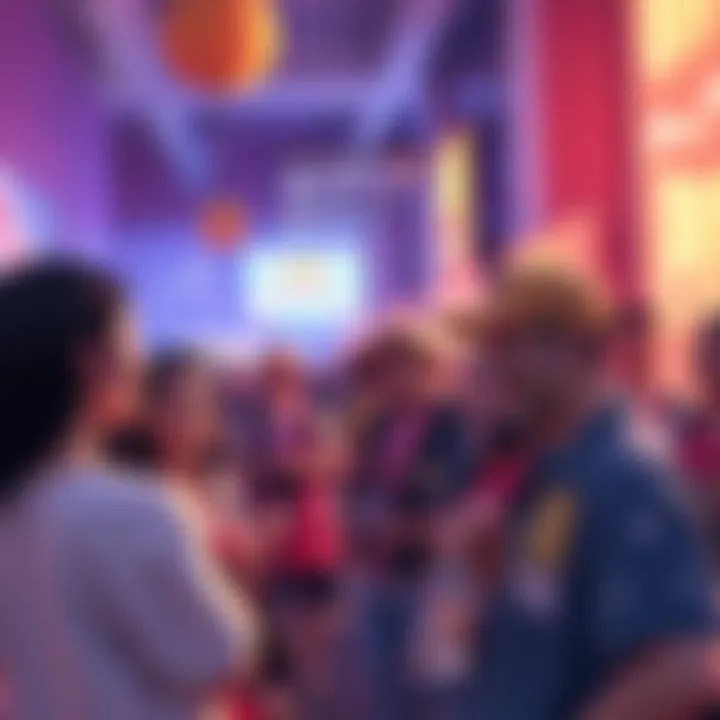 A group of One Piece fans enjoying an event, sharing merchandise and discussing their favorite moments from the series.