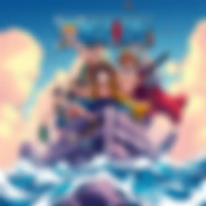 Cover illustration of One Piece with main characters exploring a new island