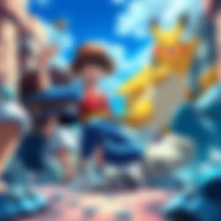 Characters from One Piece and Pokémon together A fan art combining characters from One Piece and Pokémon, showcasing their adventurous spirit in a colorful scene