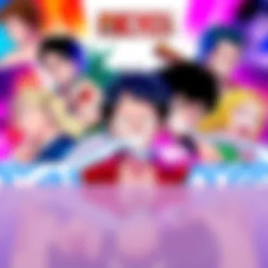 A colorful graphic showcasing top characters from One Piece, highlighting their popularity in the global poll.