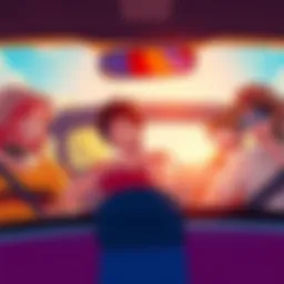 One Piece Characters on a Road Trip Characters from One Piece having fun during a road trip, filled with laughter and unexpected stops, in a colorful car under a bright sky