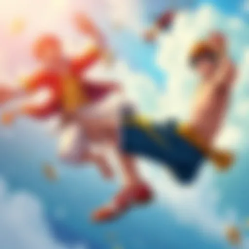 Captain Kuro shows his speed as Sanji performs a high jump. Characters showcase unique skills without devil fruits.