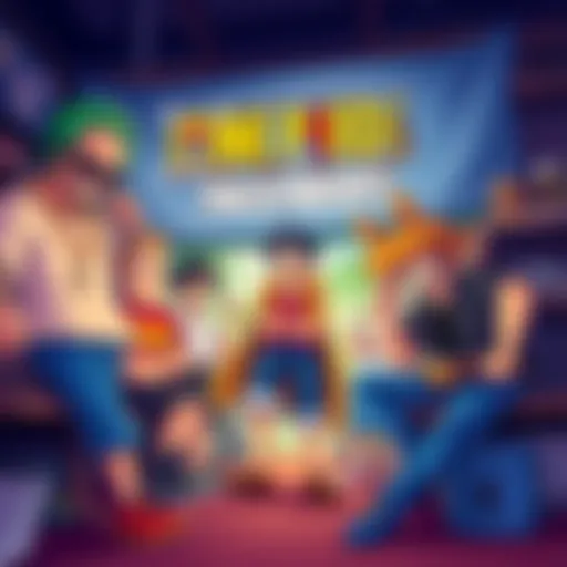 A colorful illustration showing characters from One Piece and Trailer Park Boys interacting in a fun setting