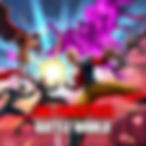 Heroes and villains engage in intense combat with dynamic visual effects in One Punch Man: Battle World.