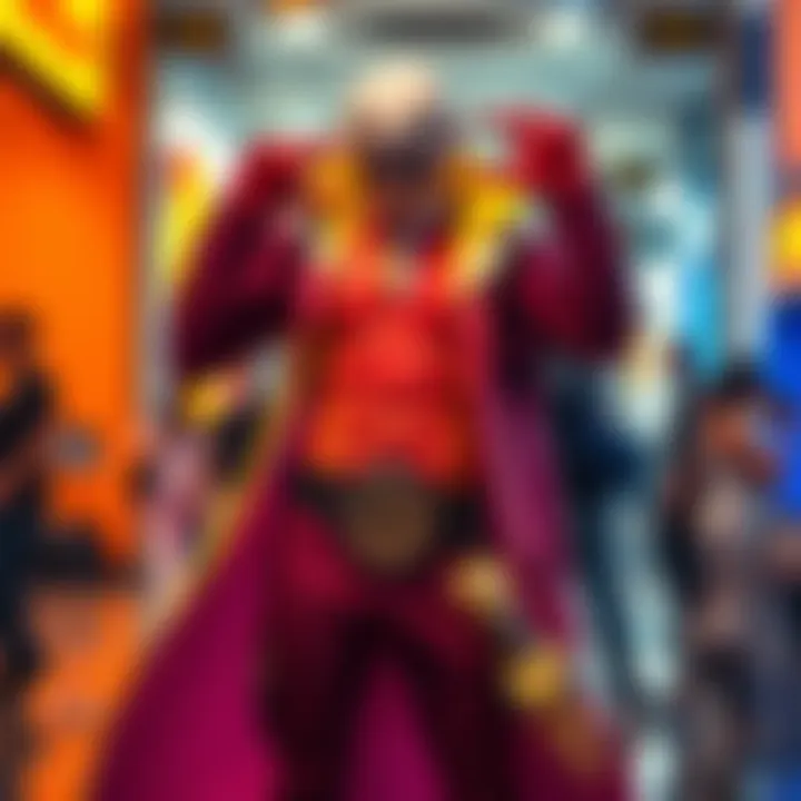 A cosplayer dressed as a character from One Punch Man stands proudly in a vibrant costume, showcasing the details and enthusiasm of cosplay.